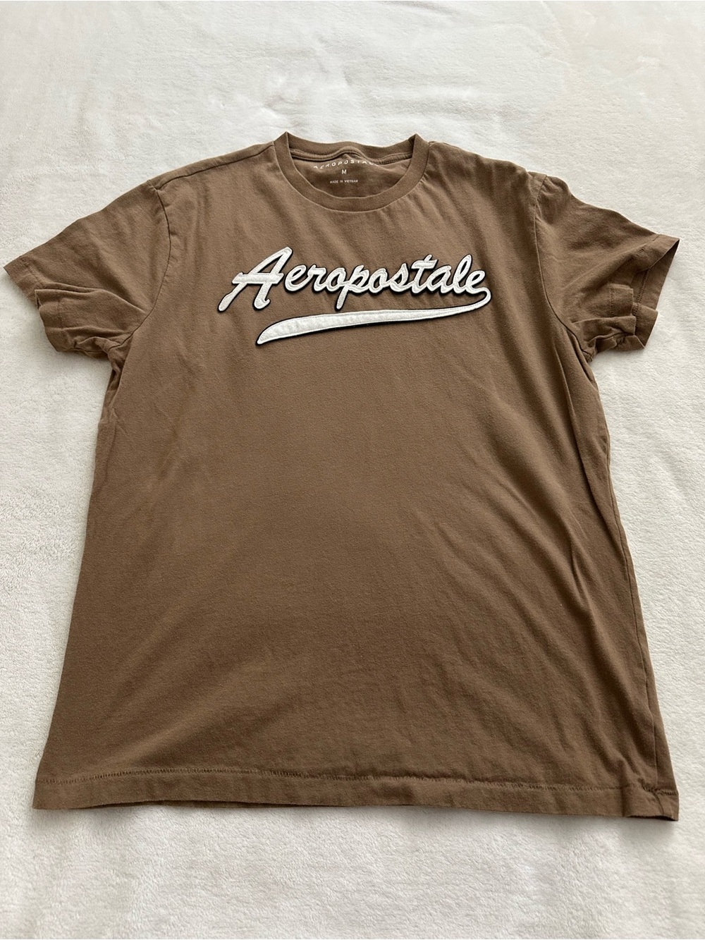 Aeropostale Men's Brown Script Logo Short Sleeve Tee